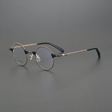 Bevin Round Titanium Glasses Frame Round Frames Southood Black gold 