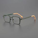 Delron Square Titanium Glasses Frame Rectangle Frames Southood Green Yellow 