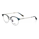 Oswin Vintage Acetate Eyeglasses Frame Browline Frames Southood Blue Silver 