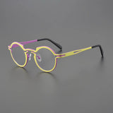 Page Titanium Irregular Round Glasses Frame Round Frames Southood Yellow Purple 